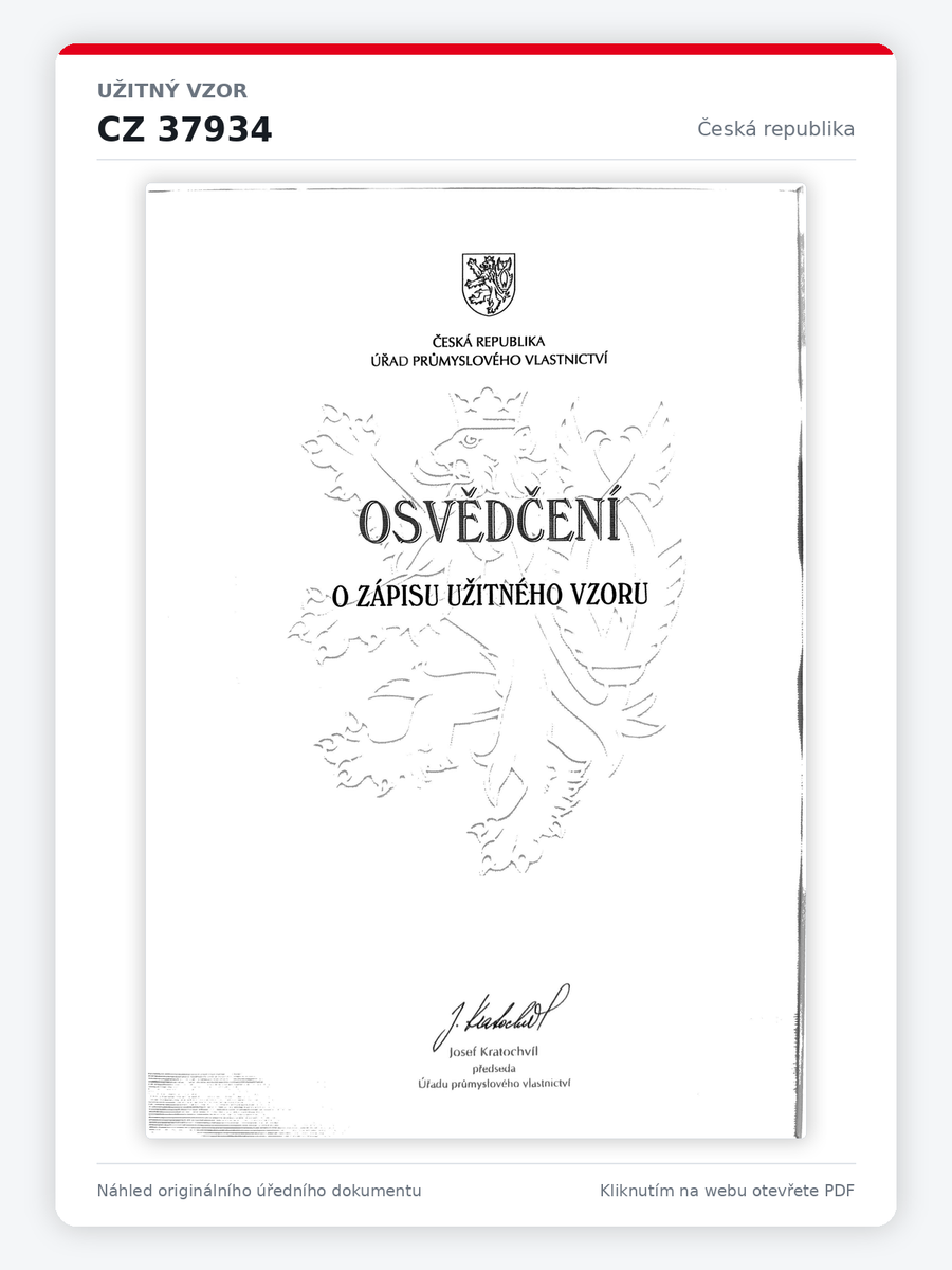 Užitný vzor č. 37934